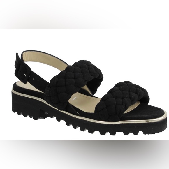 Corrisha Braided Suede Ron White Weatherproof Black Braided Sandals.new no box - Picture 1 of 11